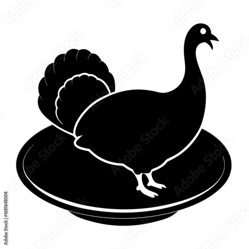 Black turkey silhouette on platter thanksgiving bird