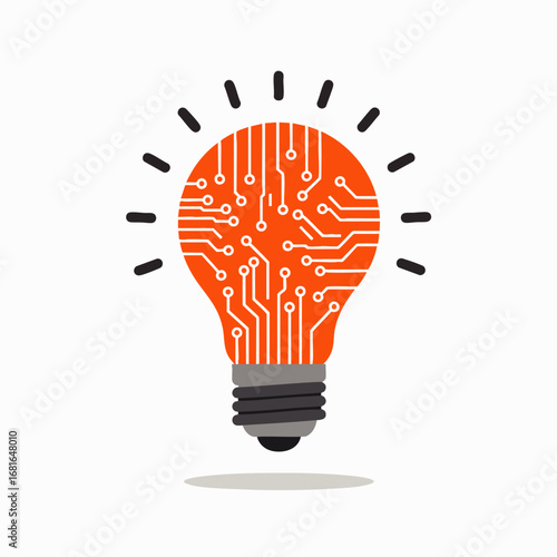 This image represents the fusion of innovative ideas with advanced technology, symbolizing digital creativity and intelligent solutions in a modern, conceptual design.