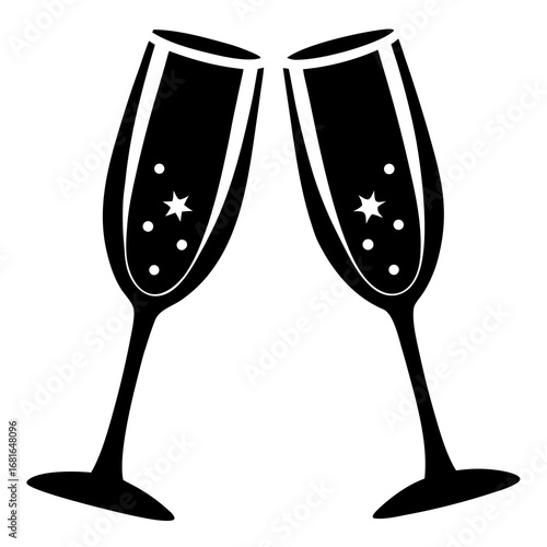 Celebratory champagne glasses clinking celebration