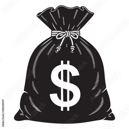 Money bag icon with dollar sign symbol representing wealth and financial success