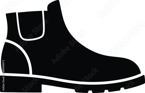 Stylish black chelsea boot silhouette icon for modern fashion and footwear collections vector