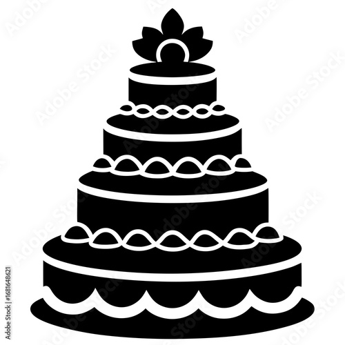Elegant tiered wedding cake silhouette celebration