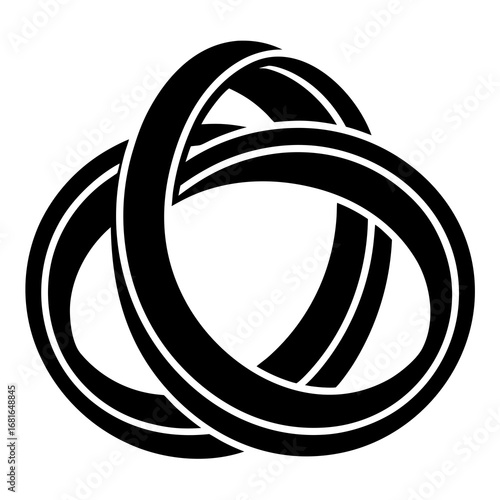Intertwined black bands forming a knot white abstract