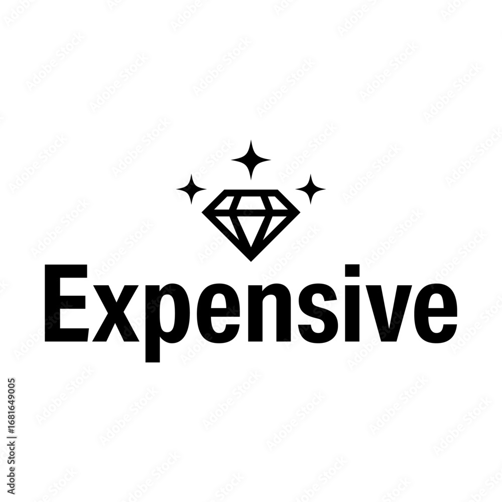 Fototapeta premium Expensive diamond sparkle graphic, luxury and high value symbol silhouette