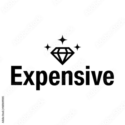 Expensive diamond sparkle graphic, luxury and high value symbol silhouette