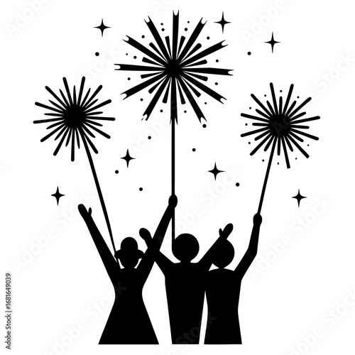 People celebrating with sparklers celebration fireworks