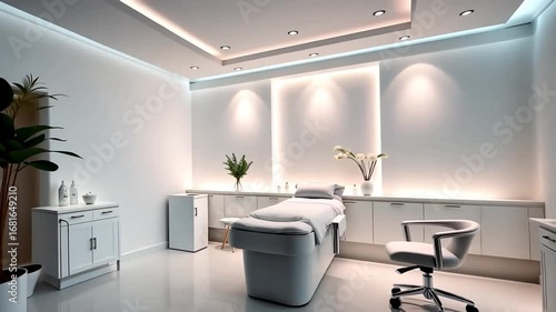 Serene All-White Aesthetic Medical Spa Room