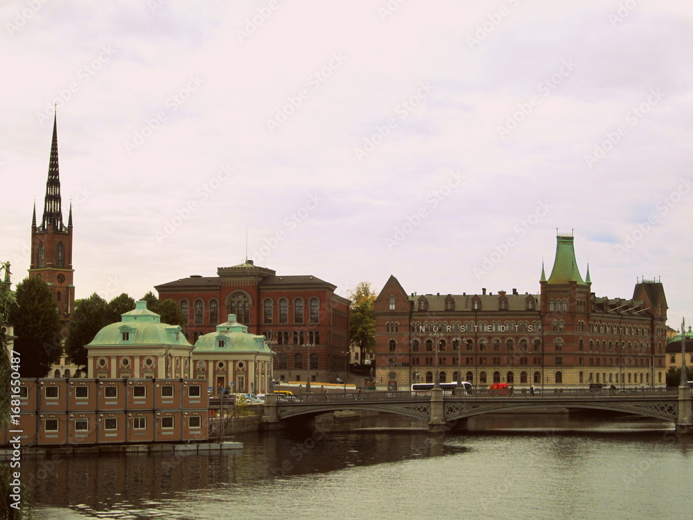 Obraz premium Stockholm Old Town and Waterfront with Autumn Colors