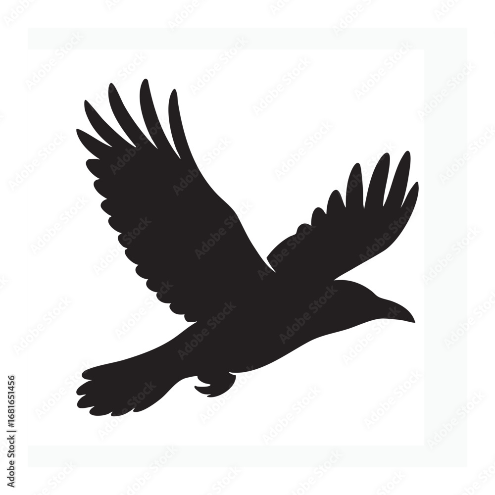 Obraz premium A Black Silhouette of a Raven in Flight