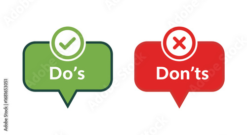 Do's and don'ts icons with checkmark and cross symbols for guidelines
