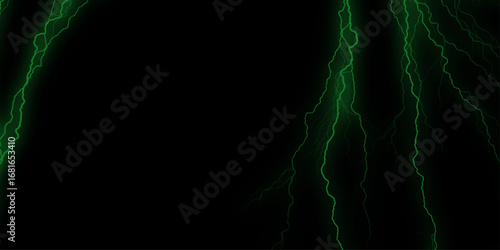Black marble natural pattern for background, abstract natural marble black and green for design. Massive lightning bolt with branches isolated on black background.
