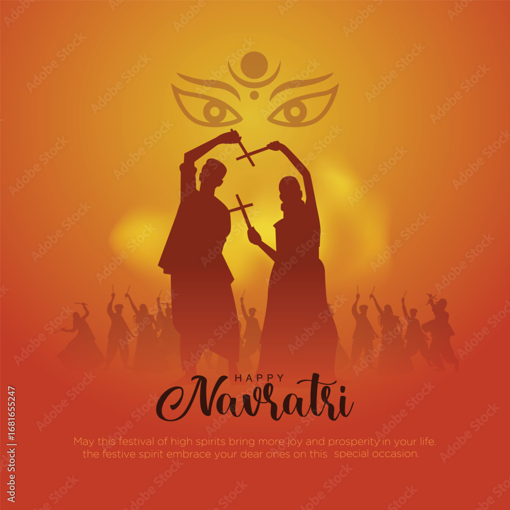 custom made wallpaper toronto digitalHappy Durga puja vector illustration design of peoples playing Dandiya dance.