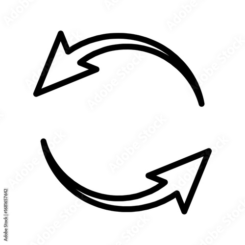 Circle arrow icon  Symbol of reload, refresh, loading, recycle and repeat. Interconnecting round arrow vector icons set. Work in progress sign. One, two, three, four, five, six arrow in the loop.
