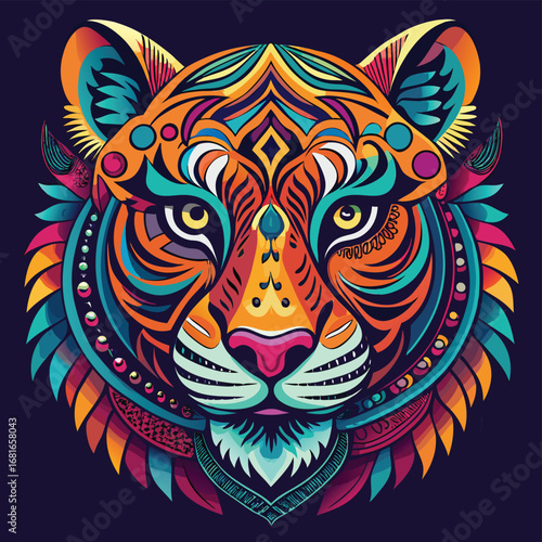 Black vector tribal tattoo design with a butterfly illustration on an abstract floral pattern background