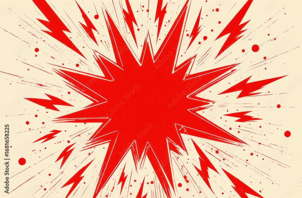 Obraz premium Red comic style explosion with dynamic lines and shapes
