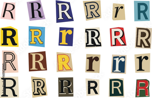 Ransom note letters cutouts alphabet r vector image resource
