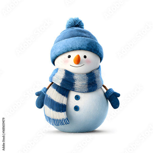 christmas snowman in blue hat