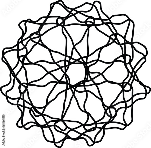 Abstract tangled lines vector art contemporary drawing modern art complexity visual black and white