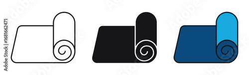 Yoga mat icon. yoga  gym exercise mat rolled up variations  Fitness mat vector illustration. 