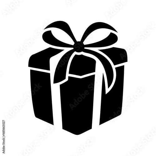 A beautiful black silhouette of a gift wrapped with a lovely bow
