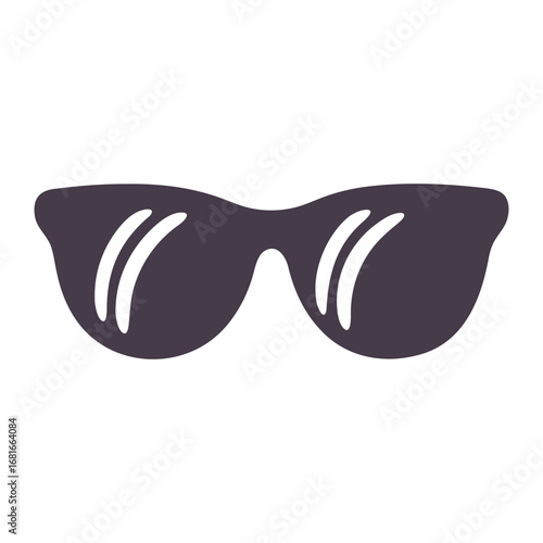 Illustration of dark sunglasses with reflection on lenses isolated on a white colored background