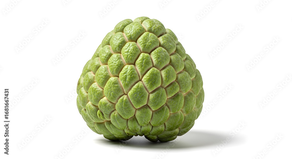 Fototapeta premium Cherimoya Fruit: Close-up of a Single, Fresh, Green Cherimoya
