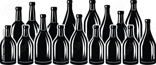 black silhouettes of bottles on white background