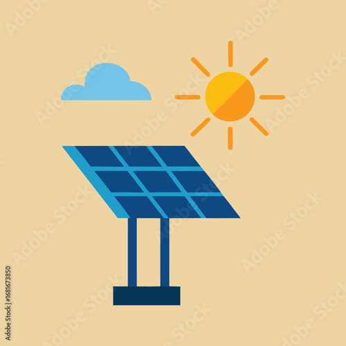 Solar Panel Energy Vector Illustration