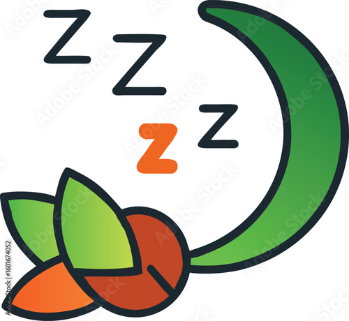 Nature s sleep cycle icon with zzz symbols and crescent moon shape