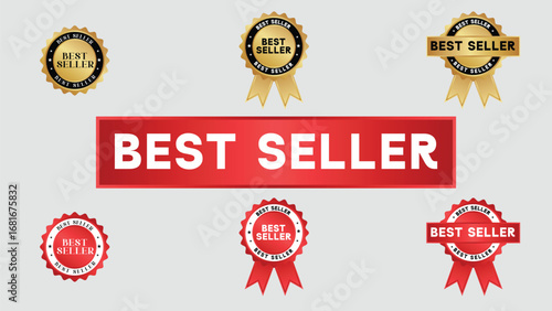 Best Seller Ribbon Badges and Banners Vector Set
