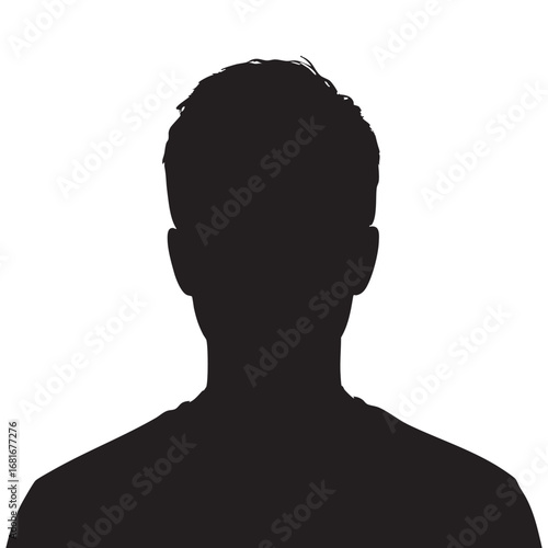 Silhouette portrait of a person anonymous male headshot profile front view isolated silhouette