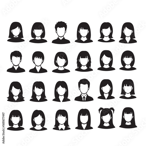 Diverse avatar icons representing people profiles customizable user faces for digital platforms and business applications silhouette