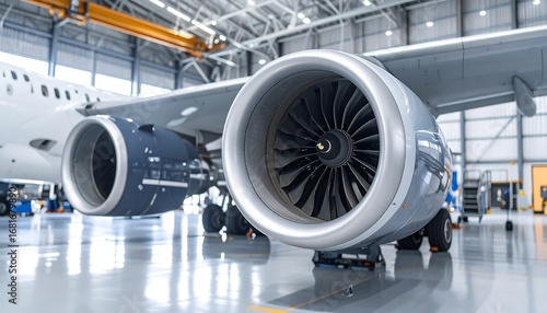 Airplane Engine in Hangar