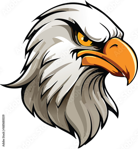Cartoon eagle mascot vector illustration, esport animal logo design, fun expressive bird of prey character, cute yet strong eagle EPS