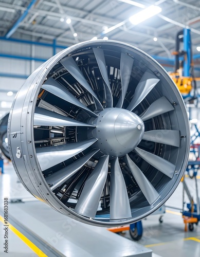 Airplane engine part in factory
