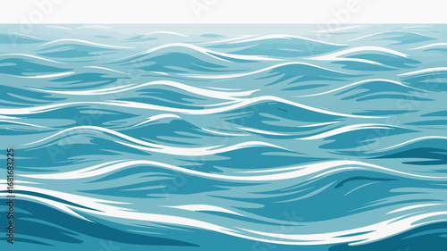 Calm Ocean Waves with Whitecaps Vector Illustration Serene Seascape Background for Relaxing Vacation Concepts and Maritime Designs
