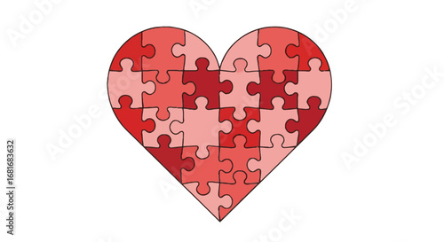 World Mental Health Day concept: Heart puzzle symbolizing emotional well-being, self-care, connection, unity, healing, and support.