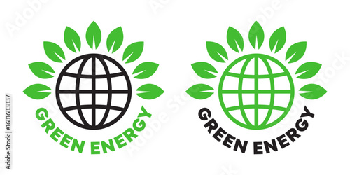 Green energy logos. Renewable energy signs