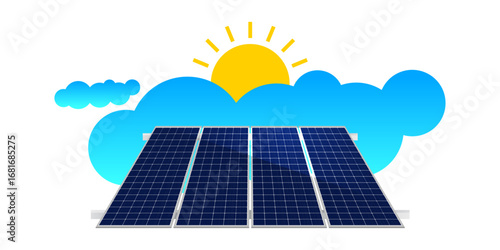 Vector illustration of a solar panel under blue glowing light, representing futuristic renewable energy technology. Suitable for eco-friendly, sustainable energy, and clean power themes.
