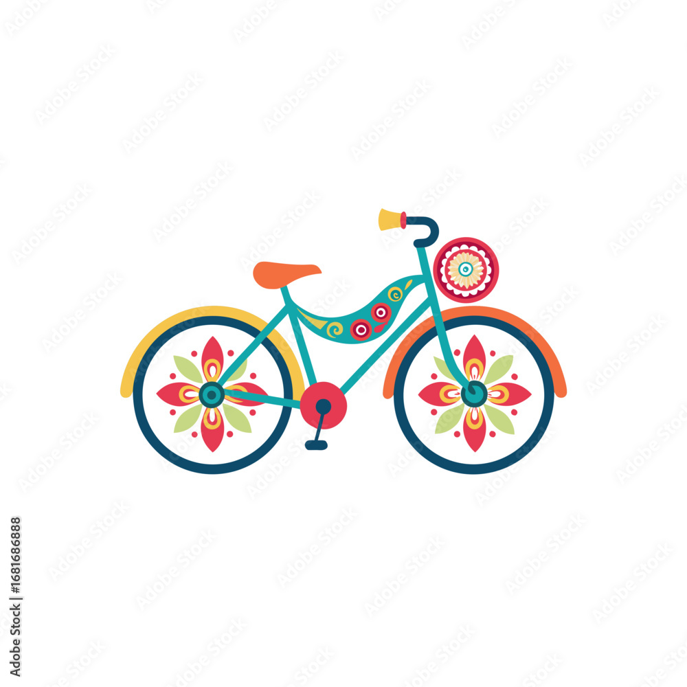Fototapeta premium ornamental bicycle with paisley and flower details