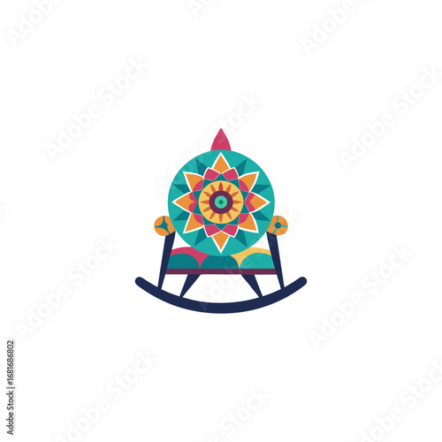 decorative rocking chair filled with geometric man