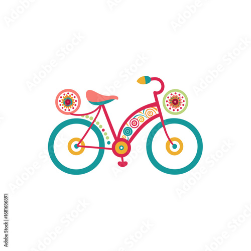 ornamental bicycle with paisley and flower details