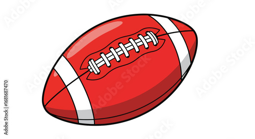 Classic red american football with white laces sport game equipment detailed close-up