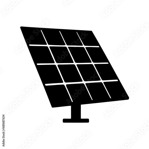 Black solar panel standing alone as alternative, clean and renewable energy