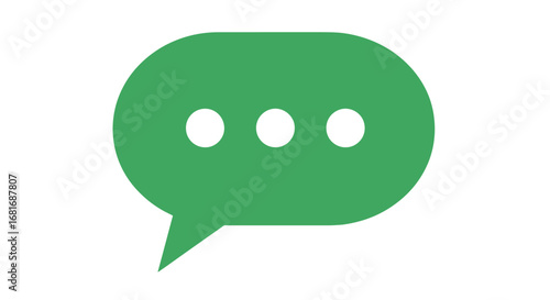 Green chat bubble icon with three dots message indicator communication symbol