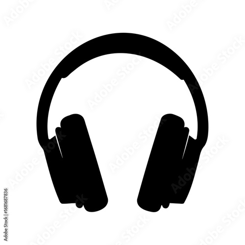 Stylized black and white image depicting a modern pair of over ear headphones