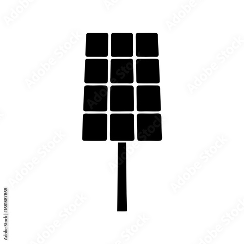Silhouette illustration of a solar panel with a clean energy theme