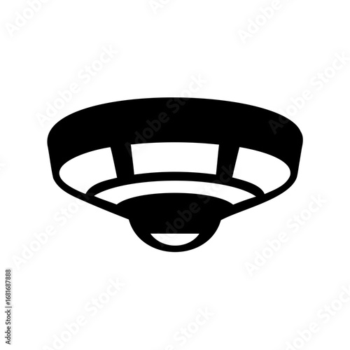 Minimalist Black and White Vector Graphic of a Smoke Detector on Ceiling