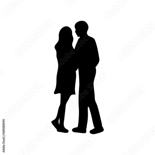 Silhouette of a couple embracing in a romantic and intimate moment
