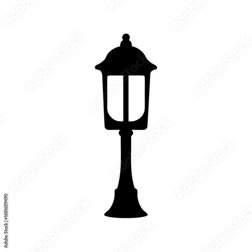 Elegant black silhouette of a vintage outdoor street lamp or lamppost